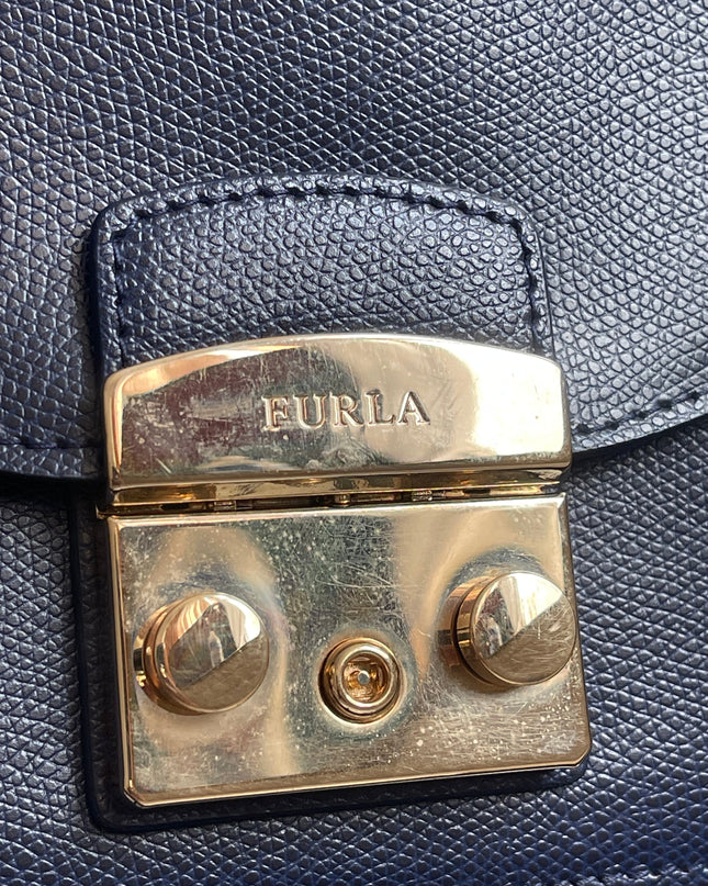 Preloved Authentic Furla Metropolis Small Shoulder Bag Navy Blue