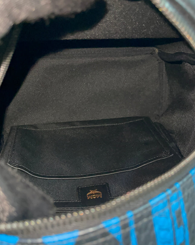 Preloved Authentic MCM Stark Backpack in Blue Black Visetos
