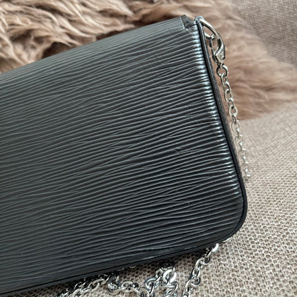 Preloved Authentic Louis Vuitton Félicie Pochette in Black Epi Leather