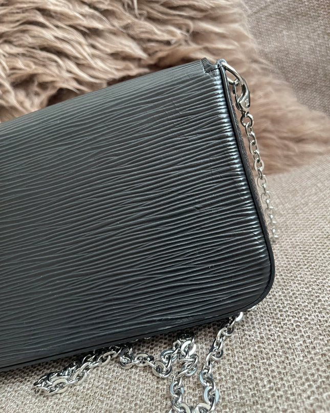 Preloved Authentic Louis Vuitton Félicie Pochette in Black Epi Leather