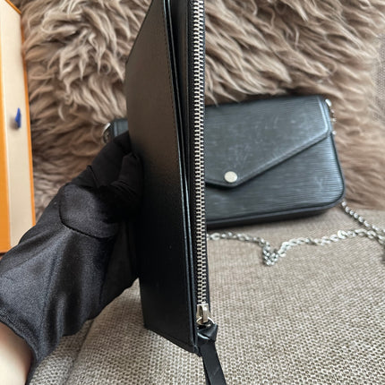 Preloved Authentic Louis Vuitton Félicie Pochette in Black Epi Leather