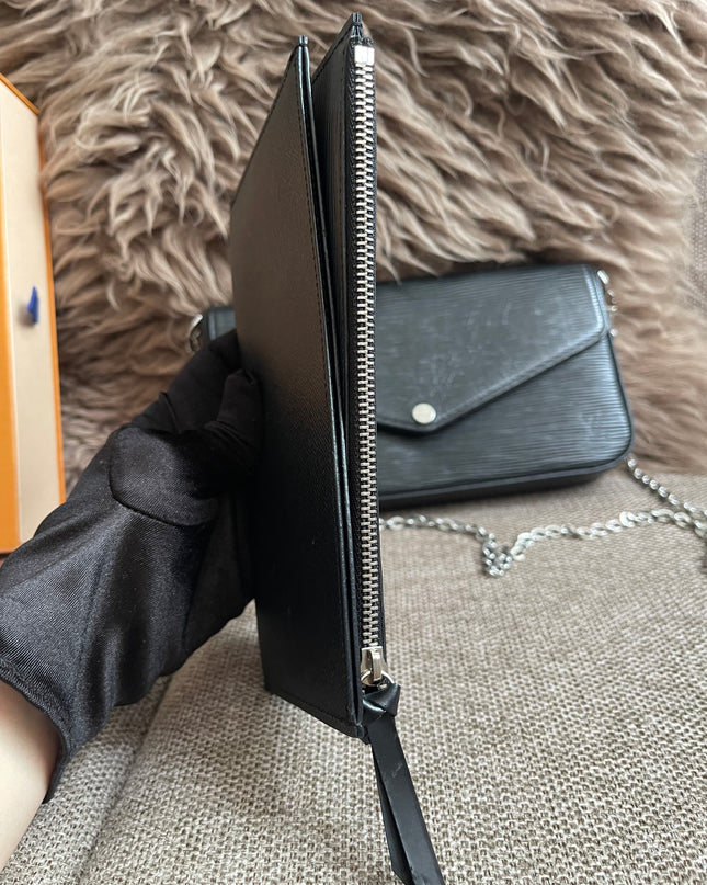 Preloved Authentic Louis Vuitton Félicie Pochette in Black Epi Leather