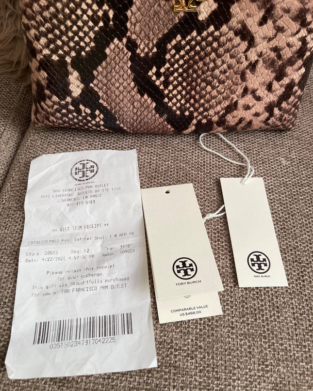 Preloved Authentic Tory Burch Mini Satchel Shell in Snake-Embossed Leather