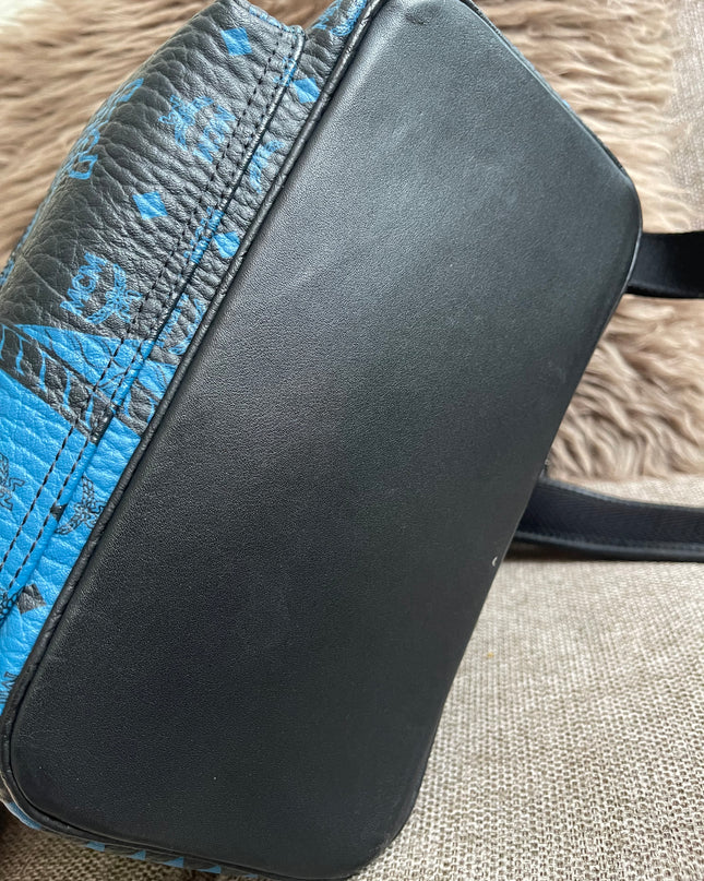 Preloved Authentic MCM Stark Backpack in Blue Black Visetos