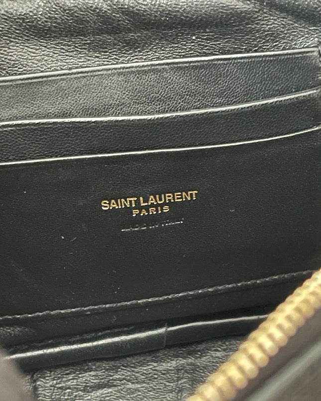 Preloved Authentic Saint Laurent Mini Lou Camera Bag in black quilted leather with gold-tone hardware