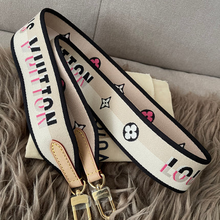 Preloved Authentic Unused Louis Vuitton logo jacquard canvas shoulder strap