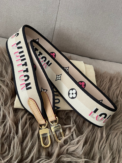 Preloved Authentic Unused Louis Vuitton logo jacquard canvas shoulder strap