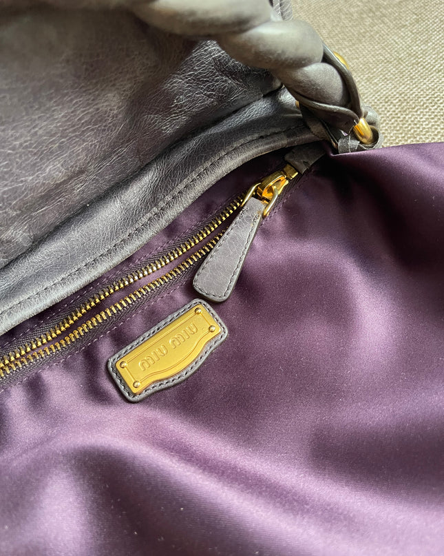 Preloved Authentic Miu Miu Coffer Bag – Slate Blue Distressed Leather