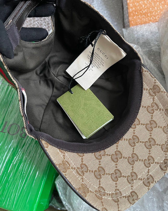 Preloved Gucci GG canvas baseball hat with Web