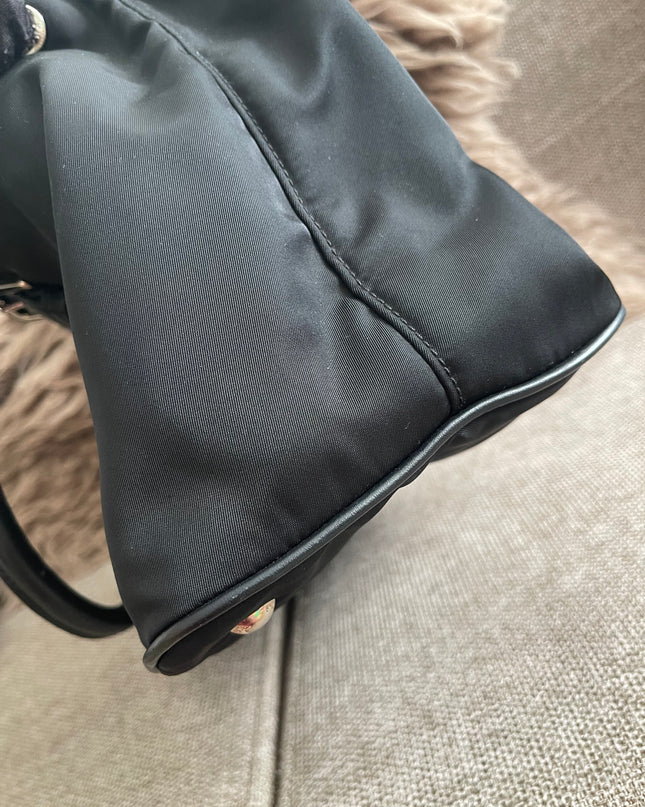 Preloved Authentic Prada Tessuto Nylon Tote Bag Black with Crossbody Strap