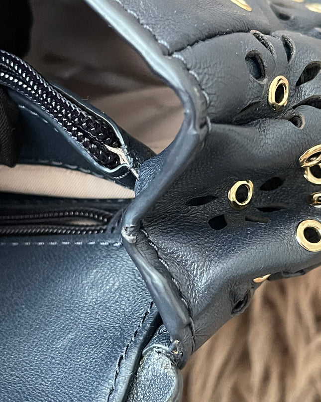 Preloved Authentic Michael Kors Black Leather Small Sloan Studded Chain Shoulder Bag