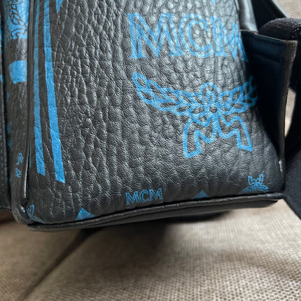 Preloved Authentic MCM Stark Backpack in Blue Black Visetos