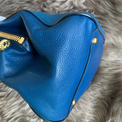 Miu Miu Two Tone Blue Madras Leather Doctor Satchel