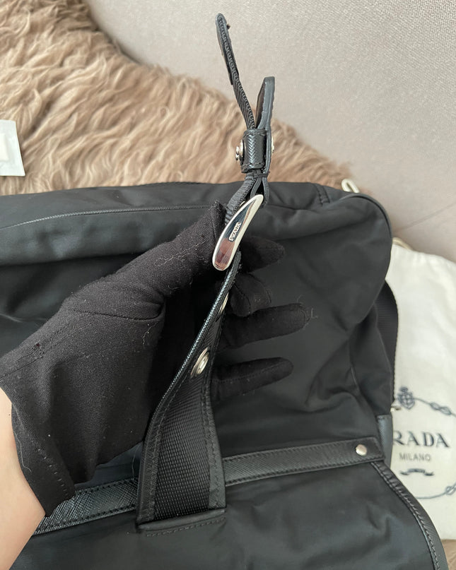 Preloved Authentic  Prada Tessuto Nylon and Saffiano Leather Messenger Bag
