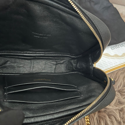 Preloved Authentic Saint Laurent Mini Lou Camera Bag in black quilted leather with gold-tone hardware
