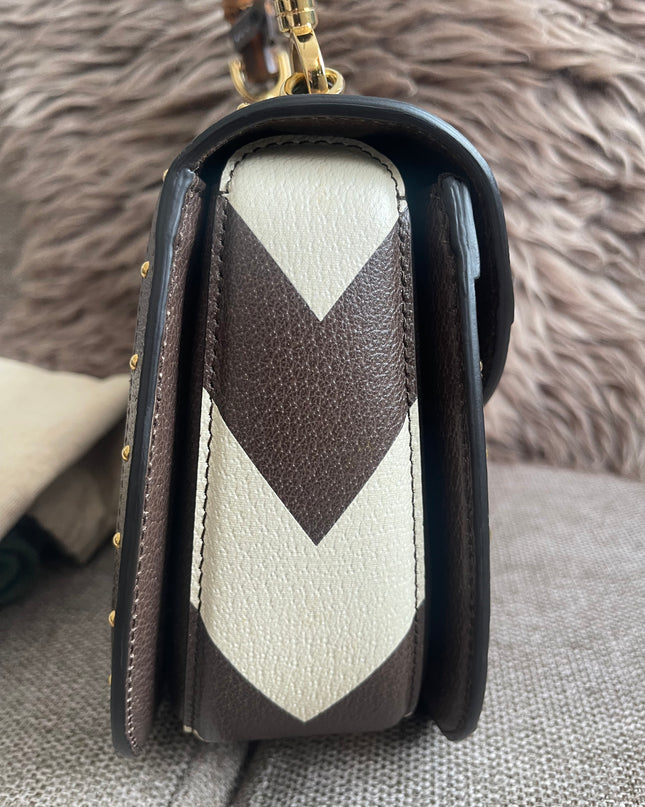 Preloved Authentic Gucci GG Supreme Canvas Leather and Python Medium Bamboo 1947 Top Handle Bag