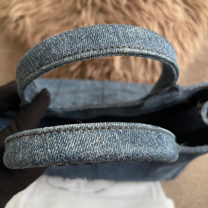Preloved Authentic Prada Giardiniera Shopper Bag — Blue Denim