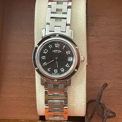 PRELOVED AUTHENTIC HERMES STAINLESS STEEL CLIPPER WATCH 24MM/16.5CM