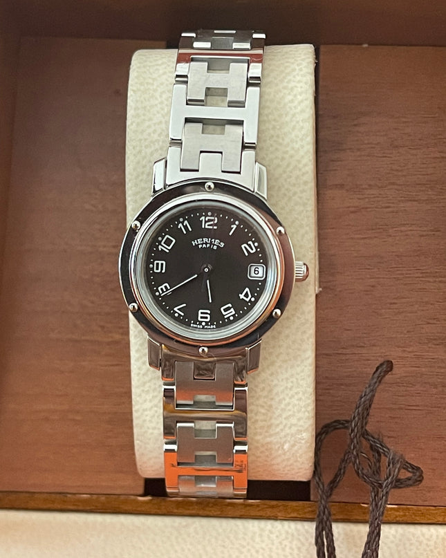 PRELOVED AUTHENTIC HERMES STAINLESS STEEL CLIPPER WATCH 24MM/16.5CM