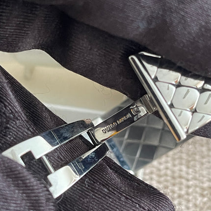 Preloved Authentic Chanel Matelassé Bangle Watch – Silver/Black Dial | Full Set