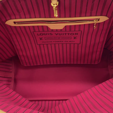 Preloved Authentic LOUIS VUITTON 2) Neverfull GM Monogram Canvas, Fuchsia, PVC, Brown, All-Over Print, M40991
