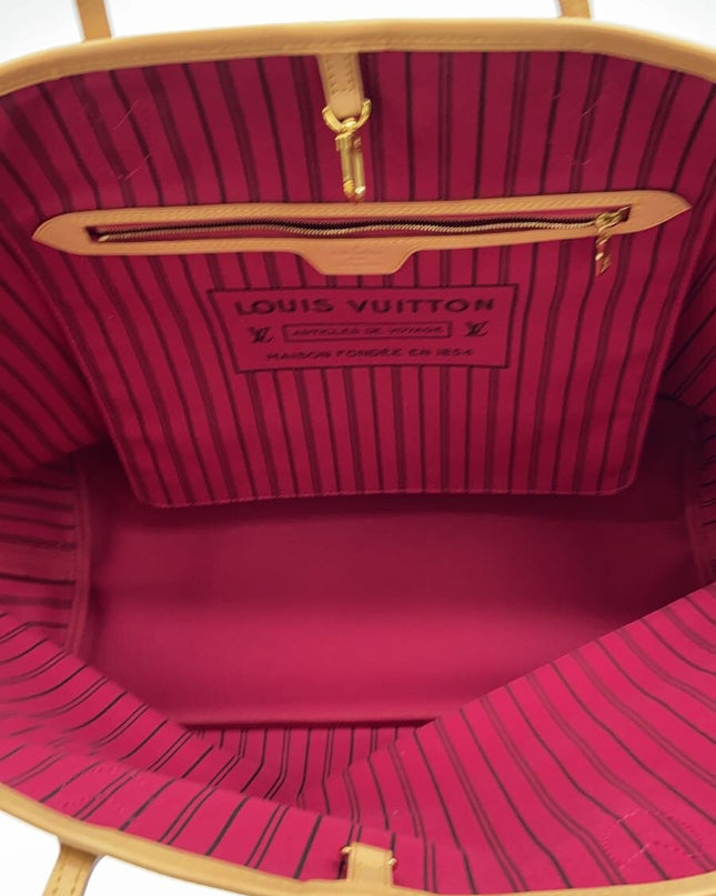Preloved Authentic LOUIS VUITTON 2) Neverfull GM Monogram Canvas, Fuchsia, PVC, Brown, All-Over Print, M40991