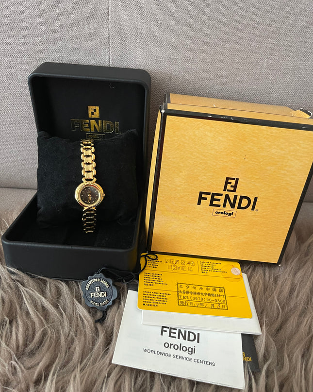 Preloved Authentic Fendi Mother of Pearl Gold Watch
