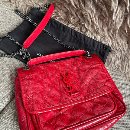 Preloved Authentic Saint Laurent Niki Baby Shoulder Bag — Red