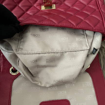 Preloved Authentic Michael Kors Red Vivianne Quilted Leather Shoulder Flap Bag
