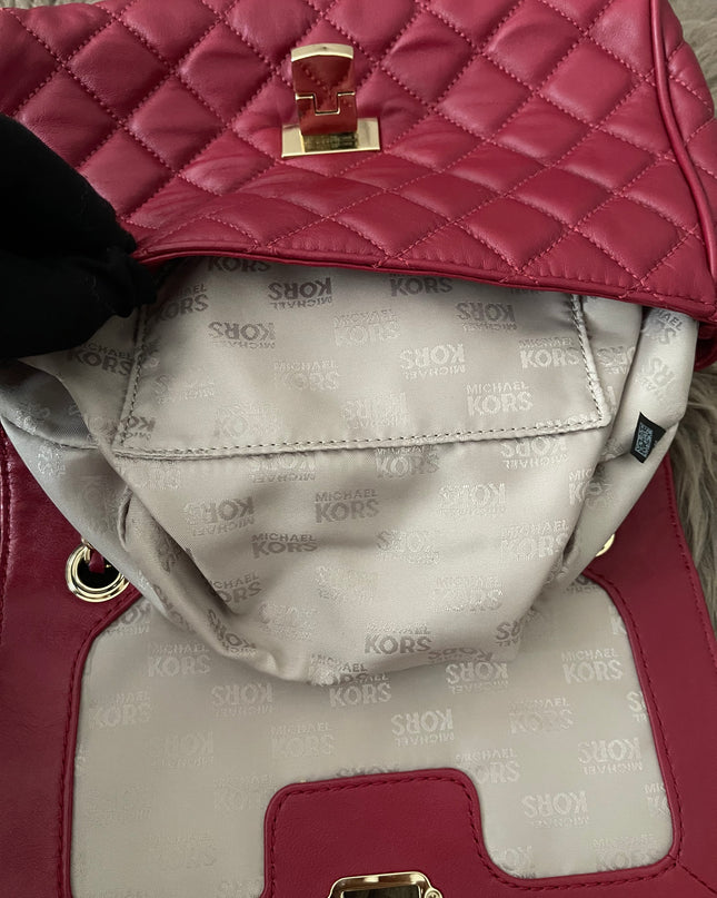 Preloved Authentic Michael Kors Red Vivianne Quilted Leather Shoulder Flap Bag