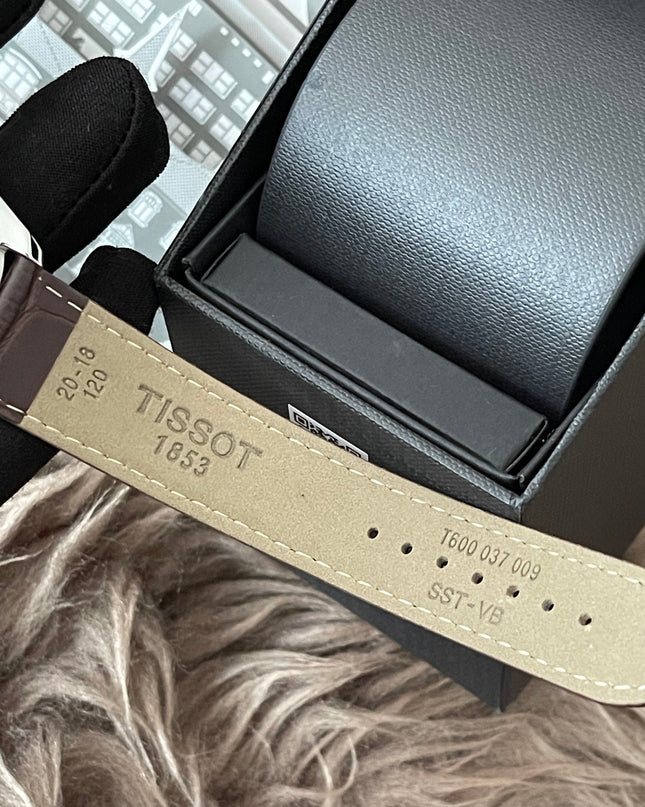 Preloved Authentic Tissot  T-Classic PR 100 White Dial Brown Leather Strap Watch for Men
