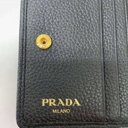 Preloved Authentic PRADA Coin Case/Card Case/PORTAF PICCOLO PATT/Grained Cowhide Leather/Black/1MH350