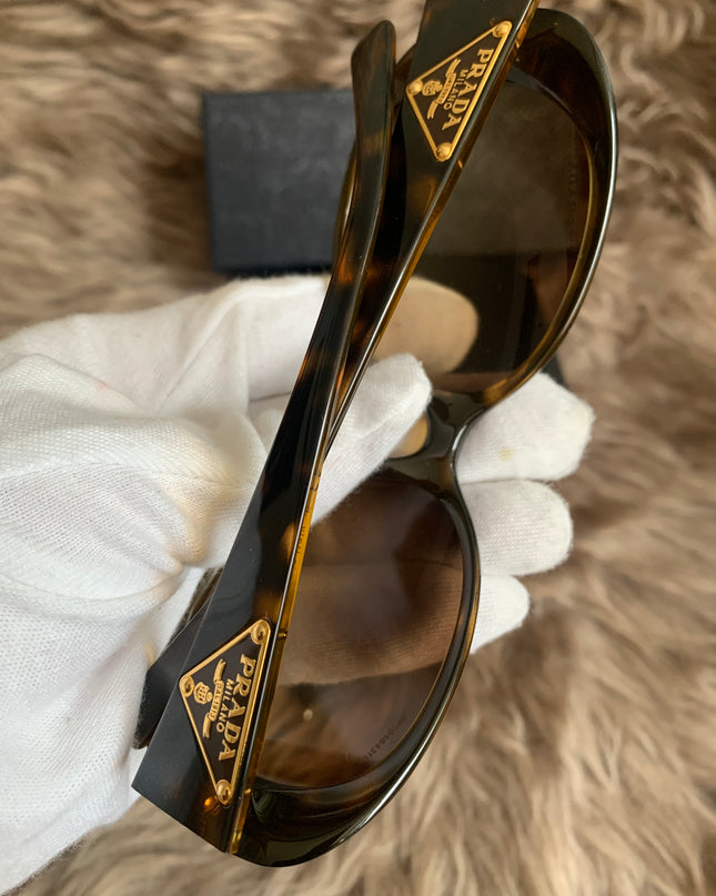 Prada Brown Oversized Oval Frame Sunglasses
