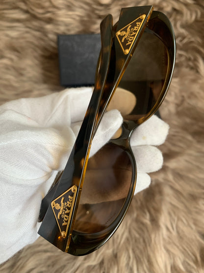Prada Brown Oversized Oval Frame Sunglasses