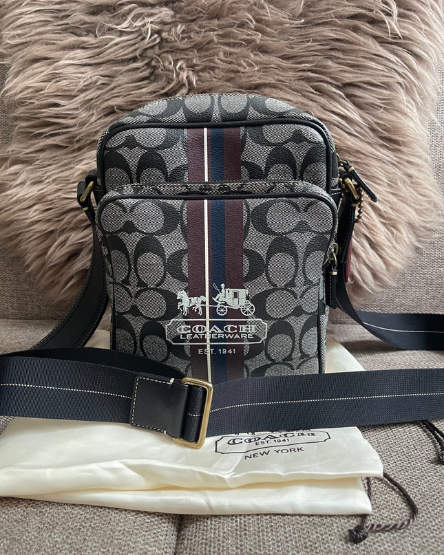 Preloved Authentic Coach Signature Varsity Stripe Flight Crossbody Bago
