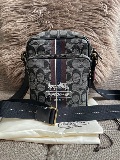 Preloved Authentic Coach Signature Varsity Stripe Flight Crossbody Bago