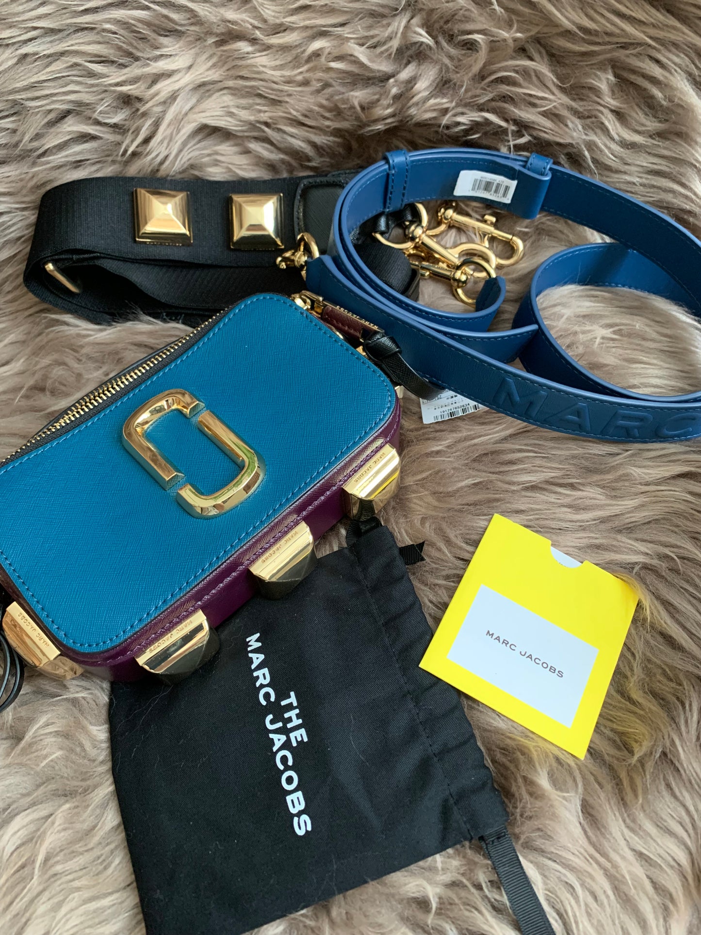 Marc Jacobs | Snapshot Studs Camera Bag In Multicolor Petrol Blue Polyurethane Coated Calfskin