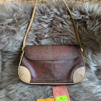 Etro Multicolor Paisley Coated Canvas and Leather Flap Crossbody Bag