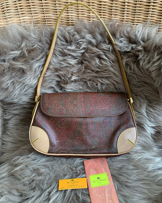 Etro Multicolor Paisley Coated Canvas and Leather Flap Crossbody Bag