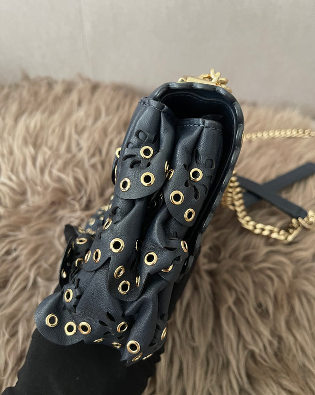 Preloved Authentic Michael Kors Black Leather Small Sloan Studded Chain Shoulder Bag