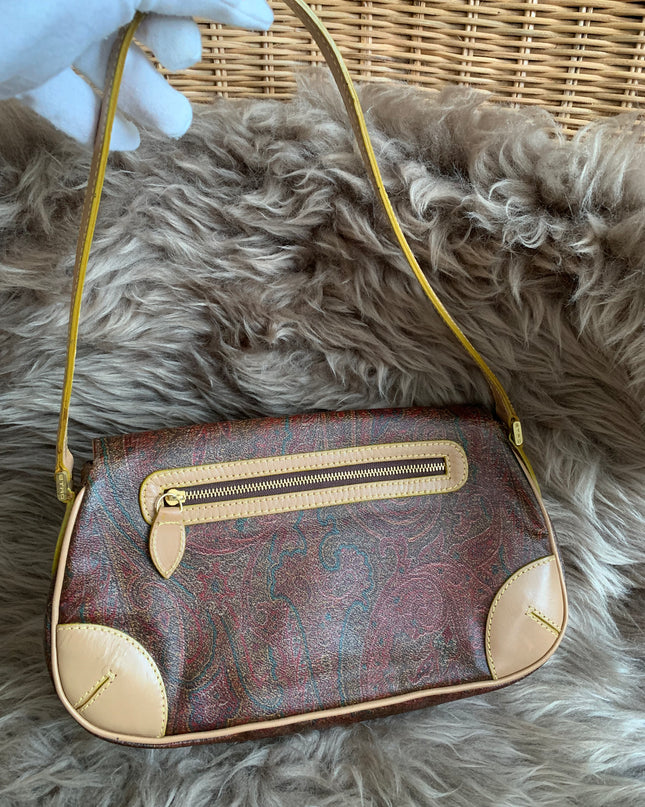 Etro Multicolor Paisley Coated Canvas and Leather Flap Crossbody Bag