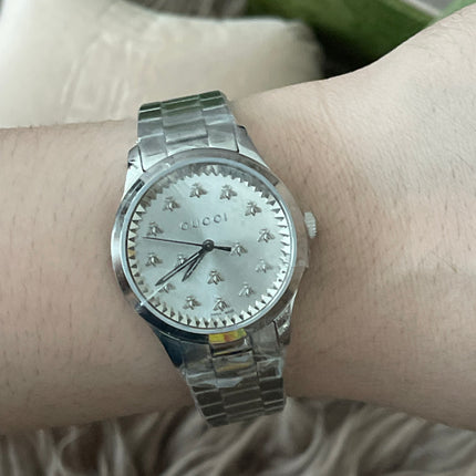 Preloved Authentic unused Gucci G-Timeless bee 32mm stainless steel watch