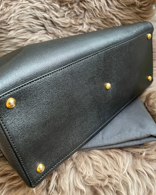 Preloved Fendi 2 Jours Bag Medium in Black w/initial