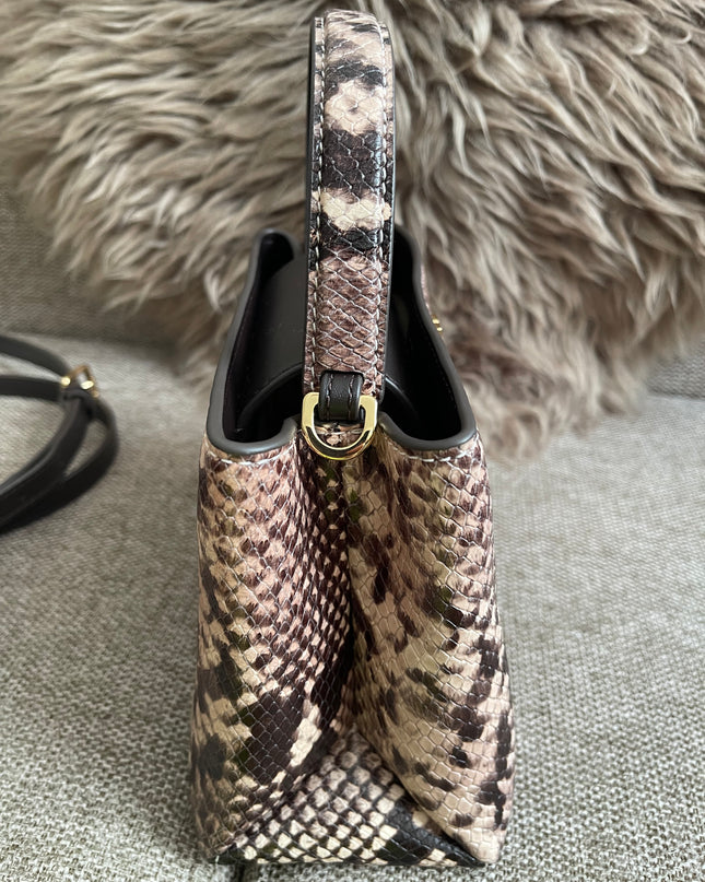 Preloved Authentic Tory Burch Mini Satchel Shell in Snake-Embossed Leather