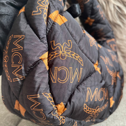 Preloved Authentic MCM Aren Hobo Bag Black Fabric