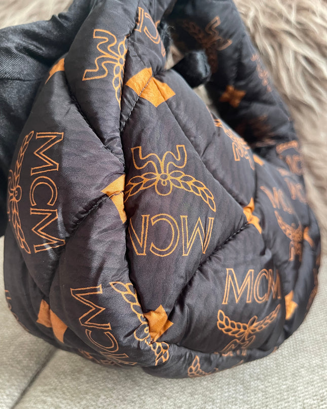 Preloved Authentic MCM Aren Hobo Bag Black Fabric