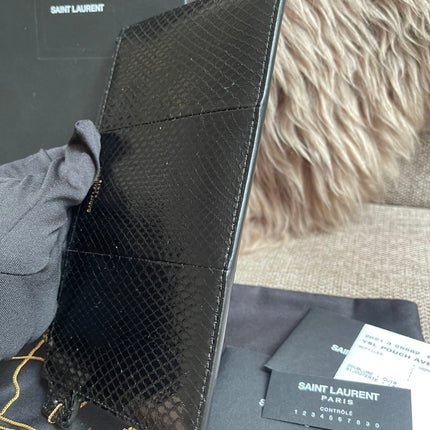 Preloved Authentic Saint Laurent Pouch Avenue Black Python Chain Bag