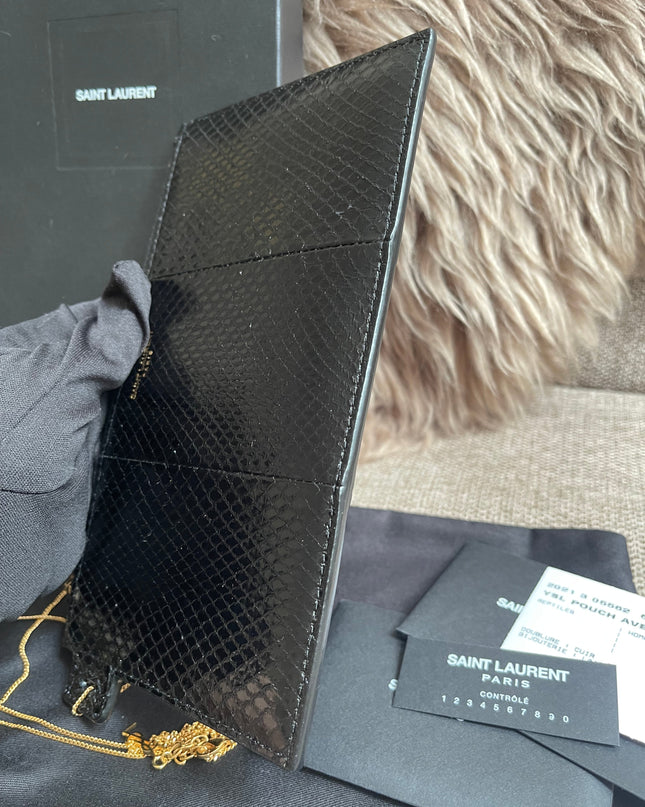 Preloved Authentic Saint Laurent Pouch Avenue Black Python Chain Bag