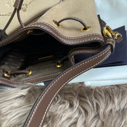 Preloved Prada  2021 Logo Jacquard Bucket Bag