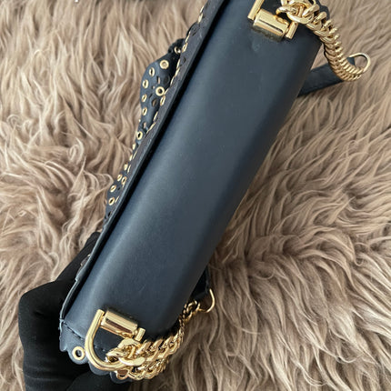 Preloved Authentic Michael Kors Black Leather Small Sloan Studded Chain Shoulder Bag